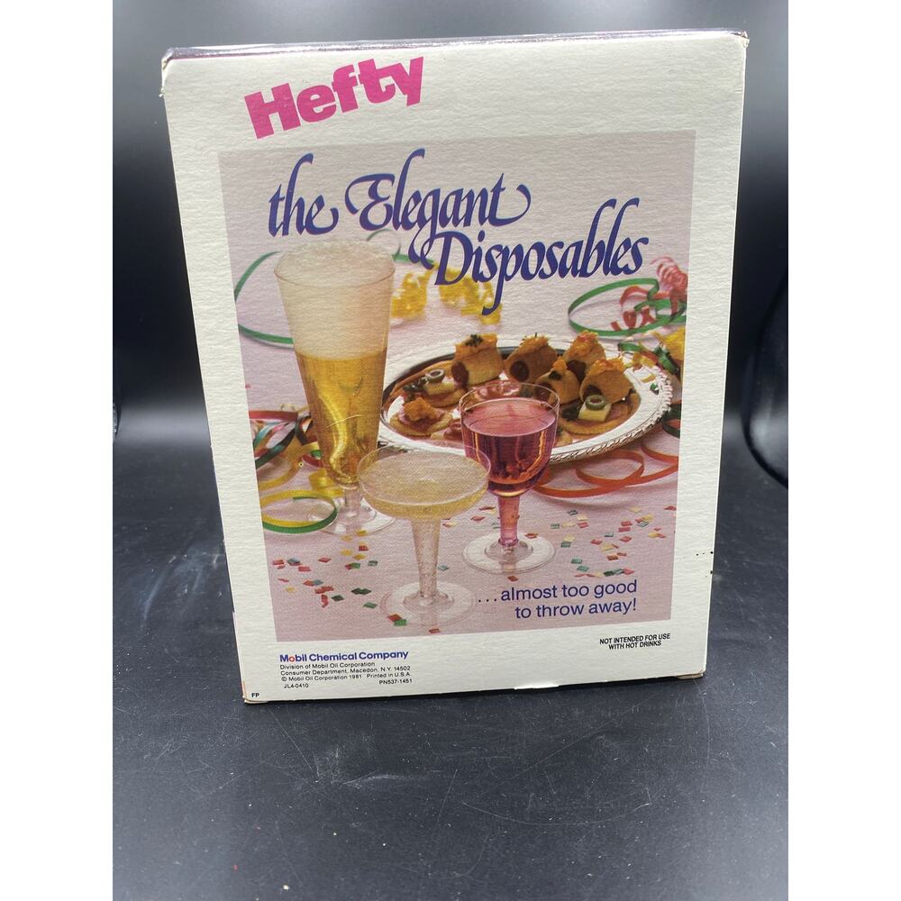 Vintage 1980s Hefty Wine Glasses NIB 10 Glasses Retro Mobil Advertising - Picture 3 of 3